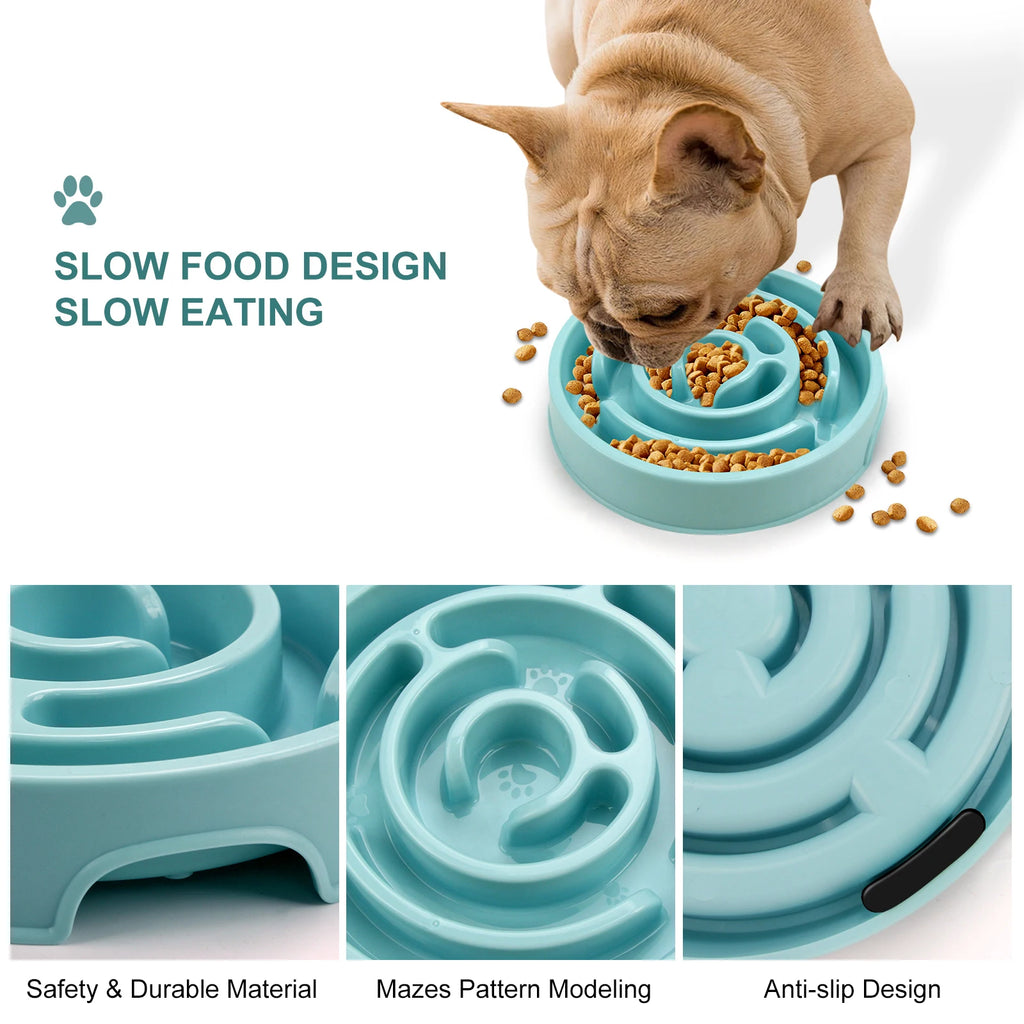 Slow Feeder Dog Bowl – Anti-Gulp Maze Bowl for Healthier Eating, Non-Slip Base