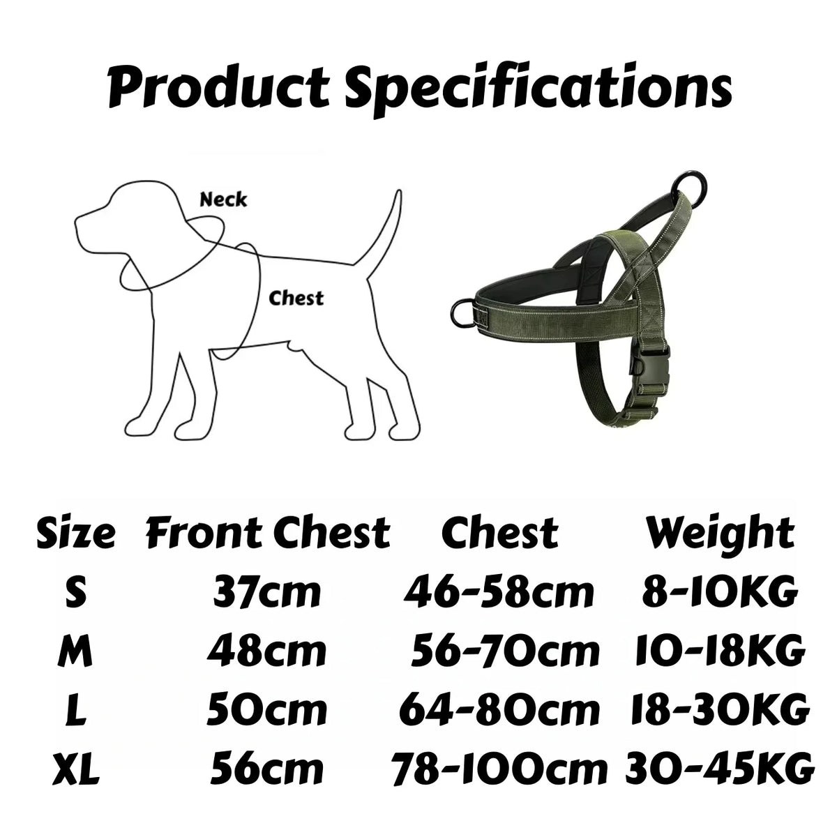 Tactical No-Pull Dog Harness – Heavy-Duty, Reflective & Padded for Large Dogs