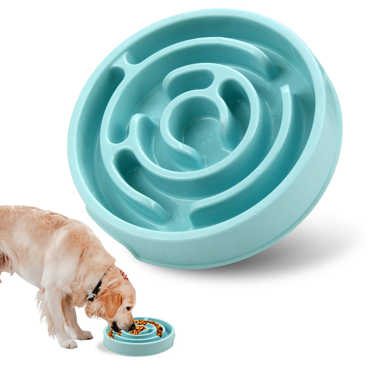 Slow Feeder Dog Bowl – Anti-Gulp Maze Bowl for Healthier Eating, Non-Slip Base